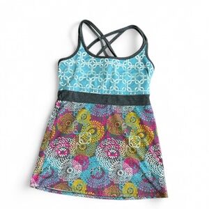 SYOBU Babydoll Tank Top with Teal & Multicolor Graphic